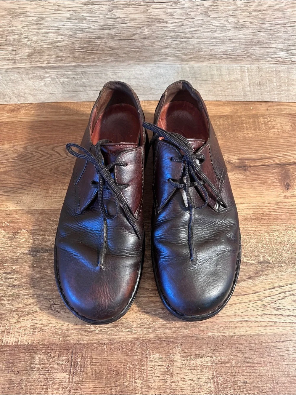 Clarks Men's Dark Brown Leather Lace-Up Oxfords Vintage Split Toe Center Seam